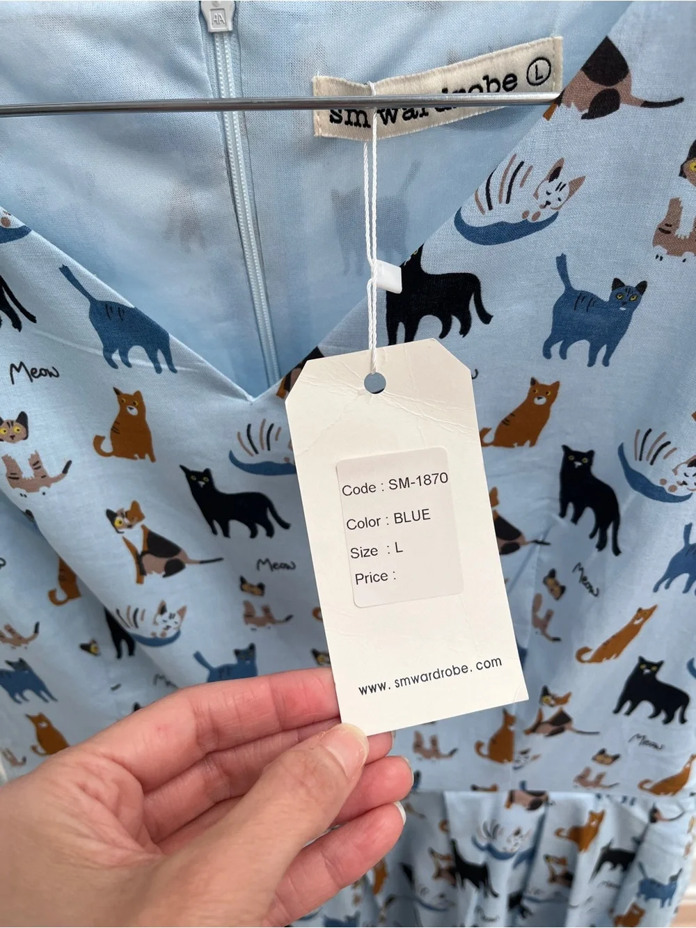 SM Wardrobe cat dress L meow print pockets NWT whimsical quirky playful - Picture 6 of 11